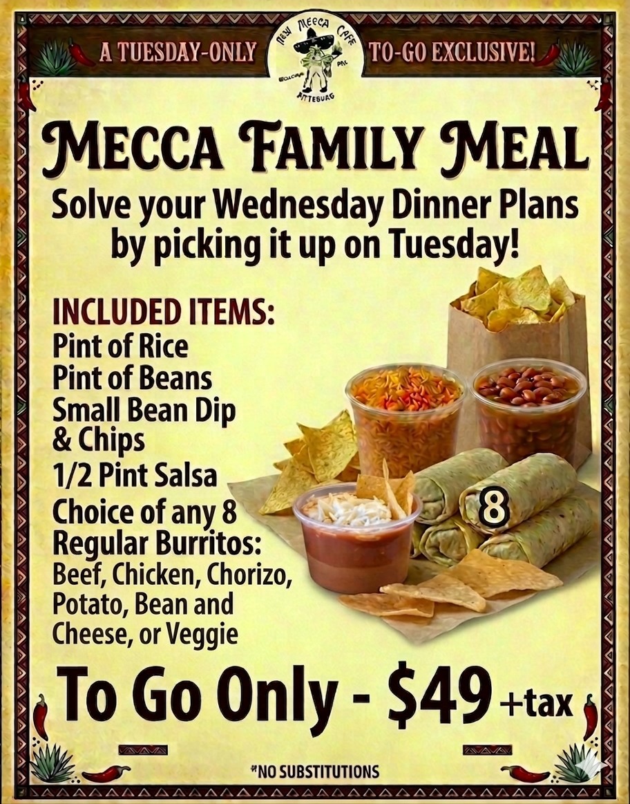 Mecca Family Meal Flyer